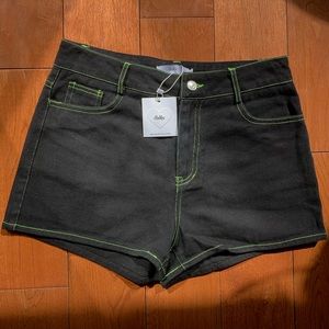 Black and Neon Denim Shorts